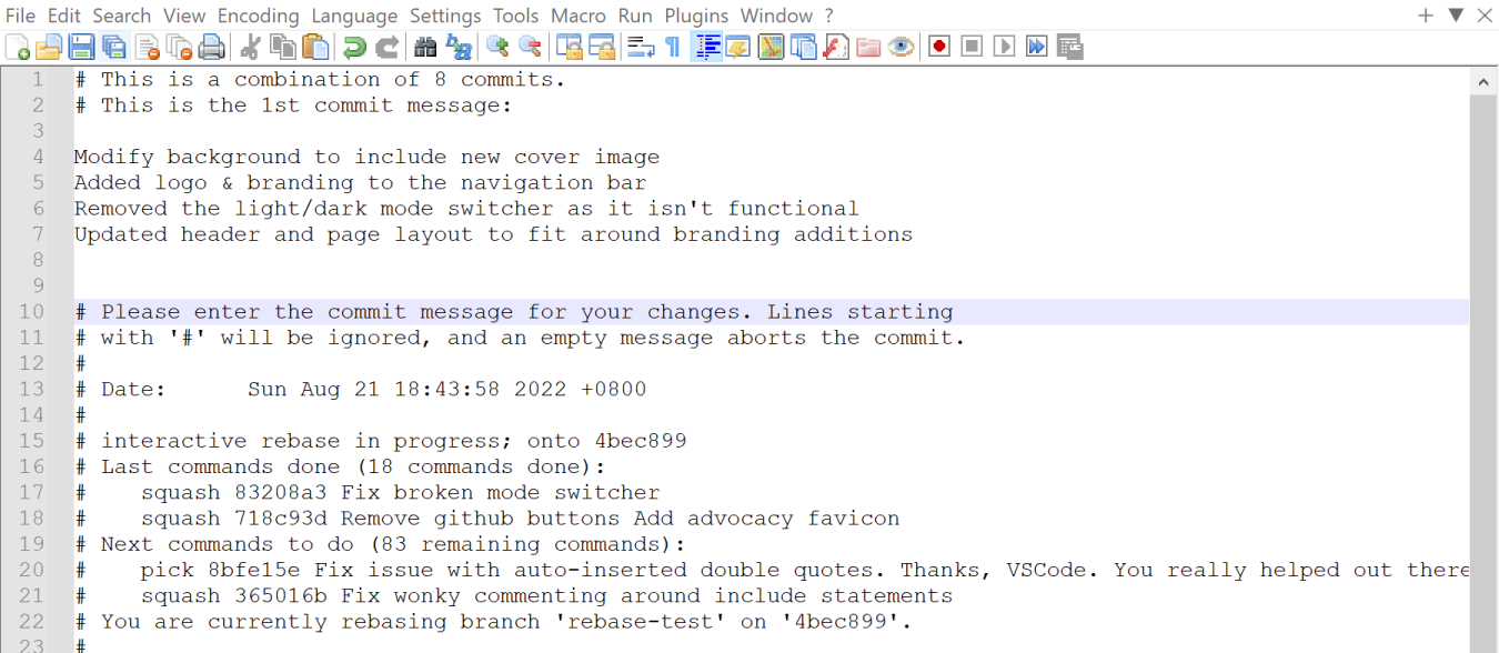 Meaningful commit message